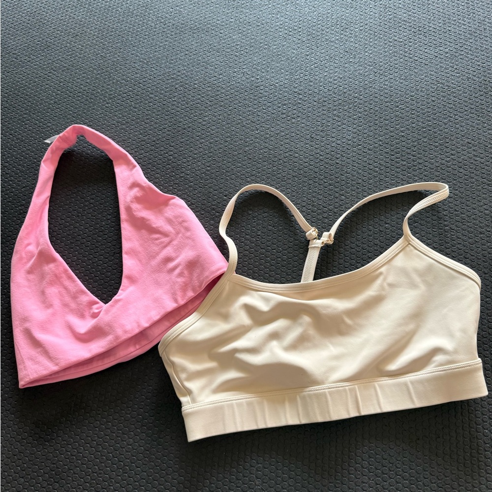 Women's Pink and Cream Bralette Set